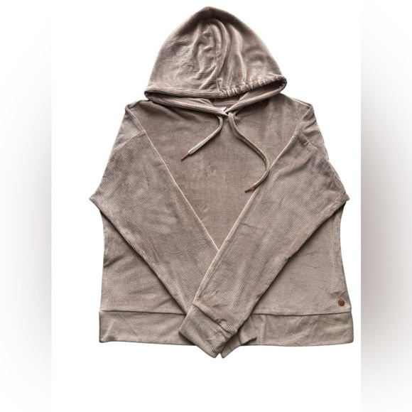 Danskin Tops - Danskin Ribbed Hoodie Taupe Beige Pullover Drawstring Hooded Sweatshirt M